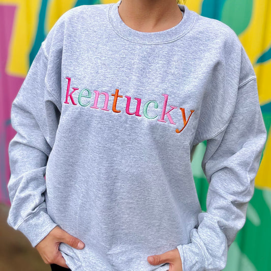 Kentucky Embroidered Sweatshirt- Ash Grey