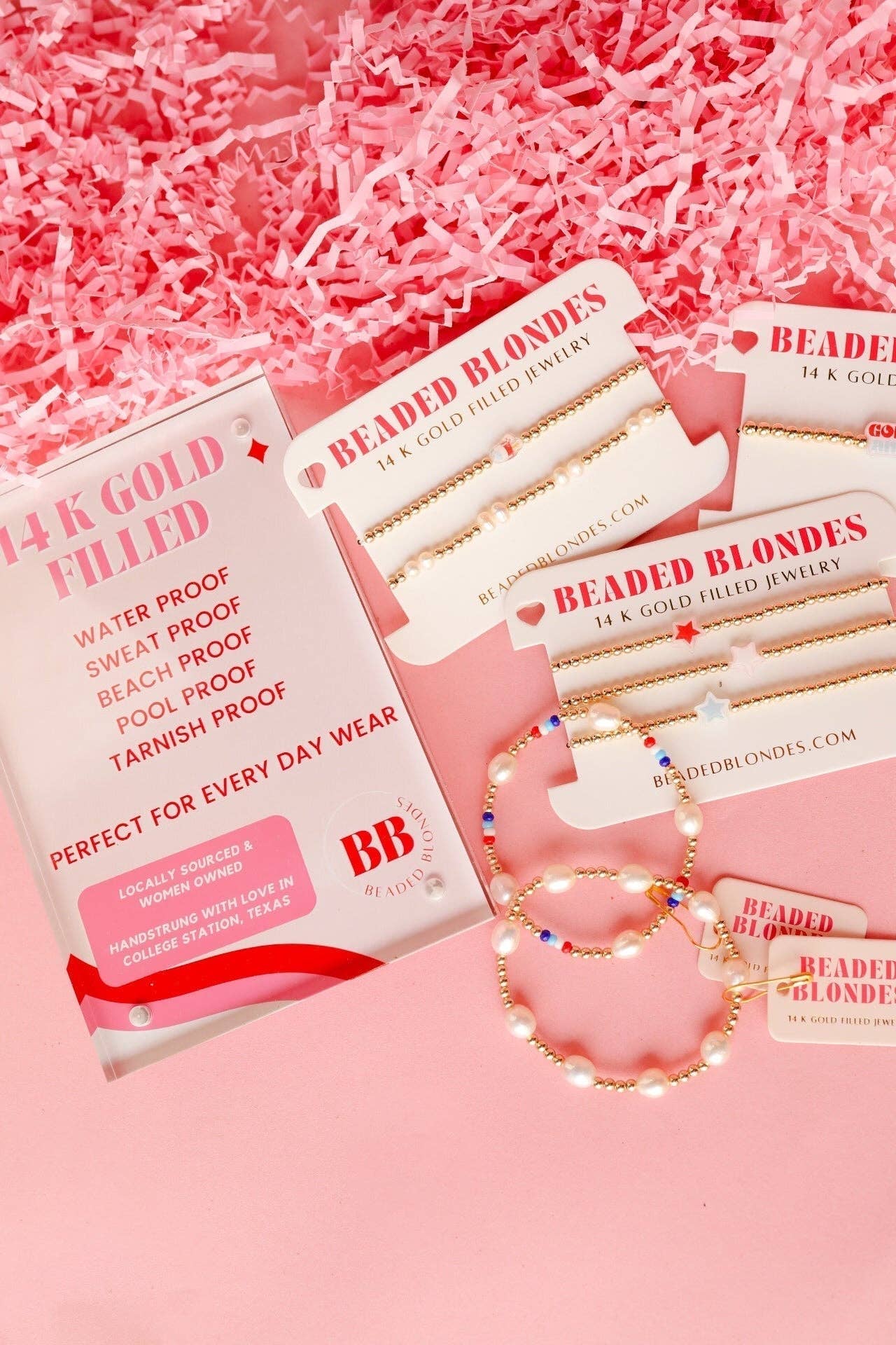 Red White & Blues Sprinkle Bracelet: Standard 6.75 inch