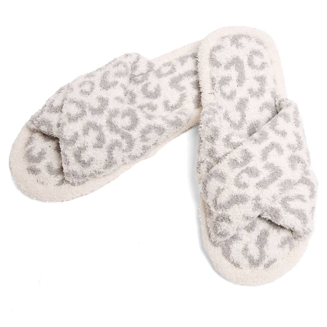 Luxury Soft Crossover Leopard Pattern Slipper: BLACK / S/M