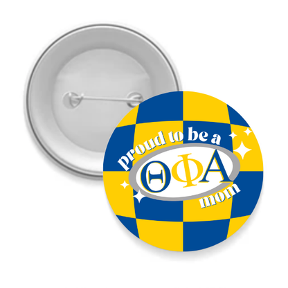 Sorority Mom Button - Proud to Be Checkered: 3" Round / Delta Zeta