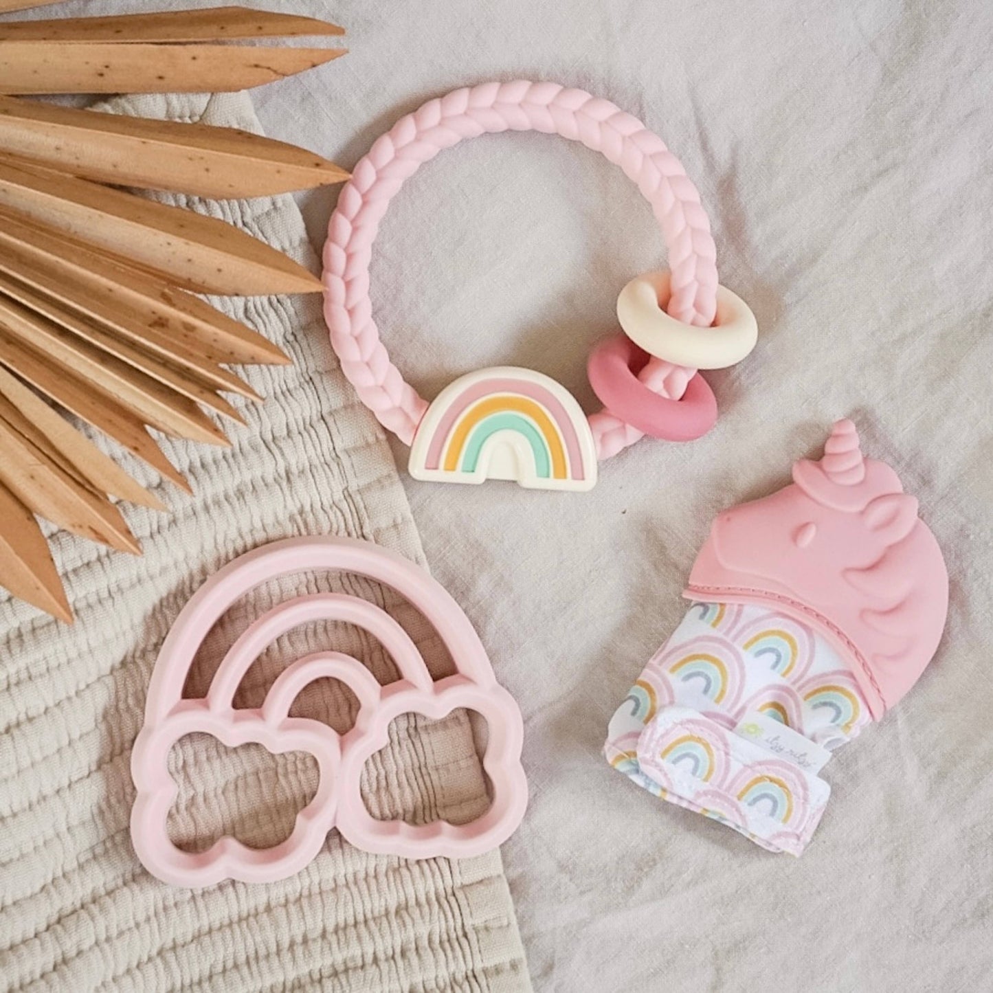 Ritzy Rattle Silicone Teether Rattles: Rainbow