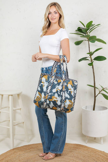 Bird Quilted Tote Bag