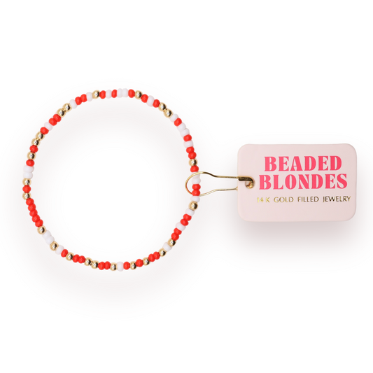 Bright Red and White Sprinkle Bracelet (Kids Size)