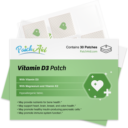 Vitamin D3 with K2 Patch - Bone, Heart & Immune Support: 1-Pack