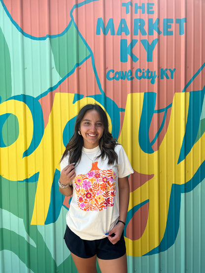 Pumpkin Floral Comfort Colors Tee