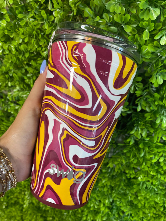 24oz Swig Fanzone Maroon + Yellow