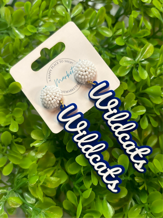 Wildcats Game Day Earrings (Blue & White)