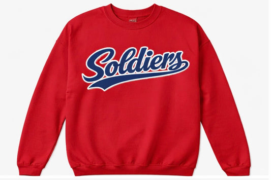 Soldiers Varsity Script Tee or Sweatshirt - Red/Navy