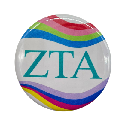 Sorority Button - Retro Wave Design: 3" Round / Delta Zeta