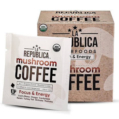 La Republica Organic Mushroom Coffee 10-Pack (Full-Fruiting): 10-Pack Single Serve Box