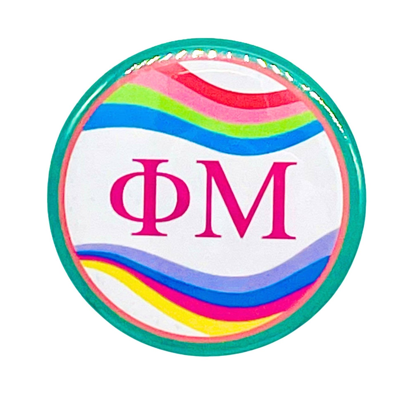 Sorority Button - Retro Wave Design: 3" Round / Pi Beta Phi