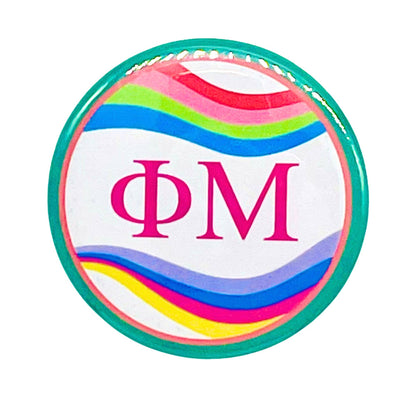 Sorority Button - Retro Wave Design: 3" Round / Pi Beta Phi