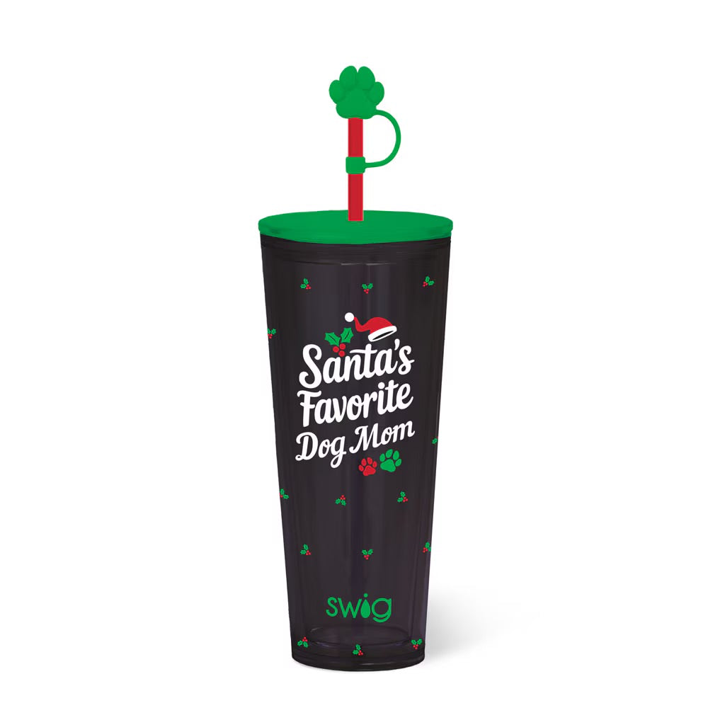Santa’s Favorite Dog Mom Swig Plastic Tumbler