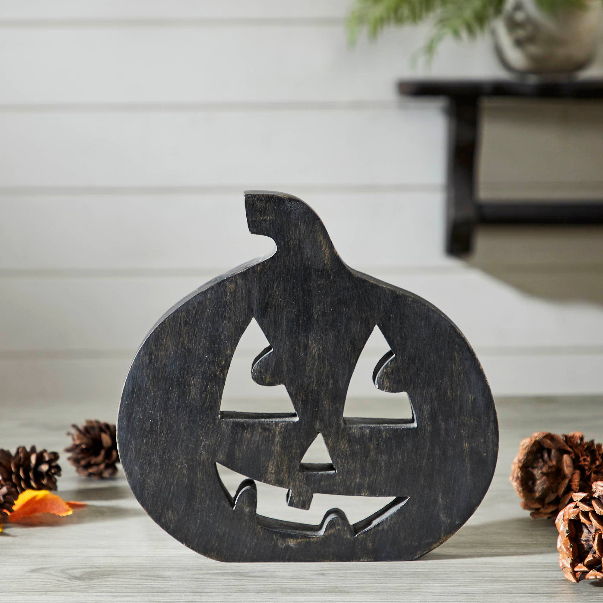 Jack O' Lantern Black Wood Decor 8x8.25x1 – The Market Ky