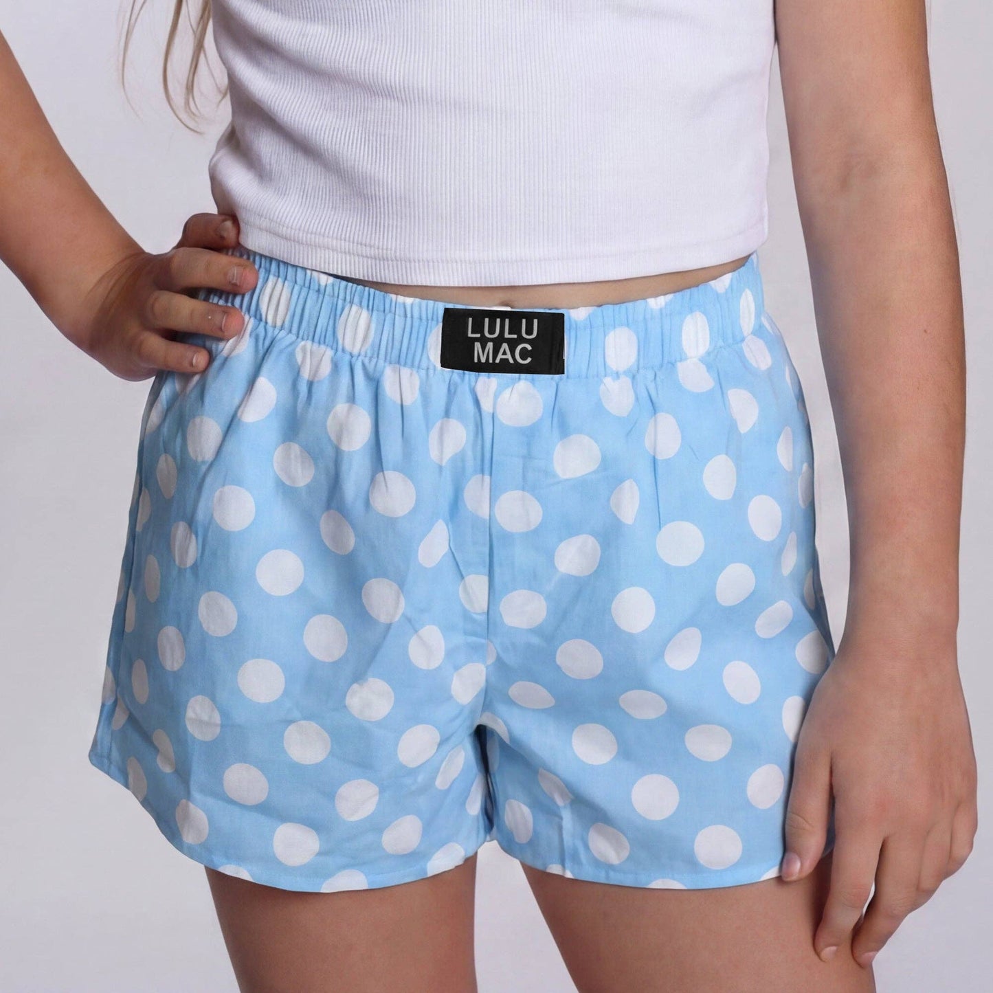 Light Blue Polka Dot Youth Shorts