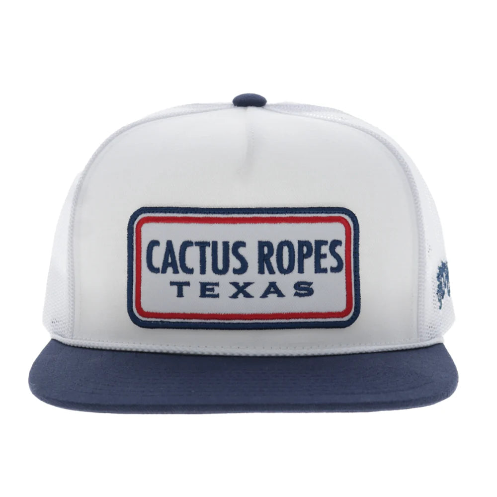 Hooey CR129 Cactus Ropes Trucker Snapback Hat - White/Navy