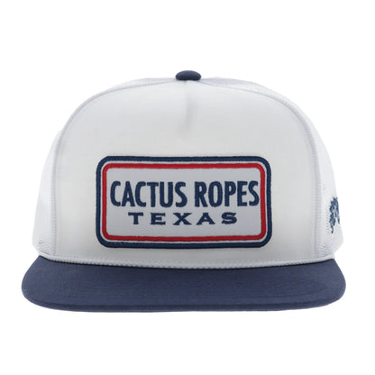Hooey CR129 Cactus Ropes Trucker Snapback Hat - White/Navy