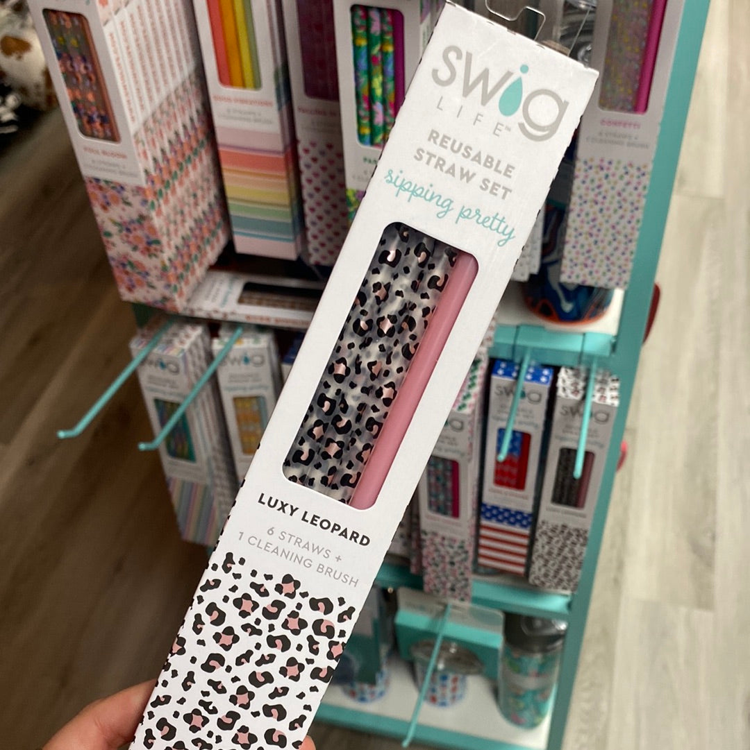 Swig Reusable Straw Set Luxy Leopard