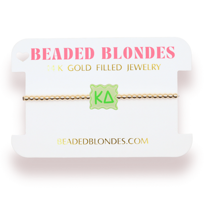 Kappa Delta Block Bracelet on Gold: Standard 6.75 Inch