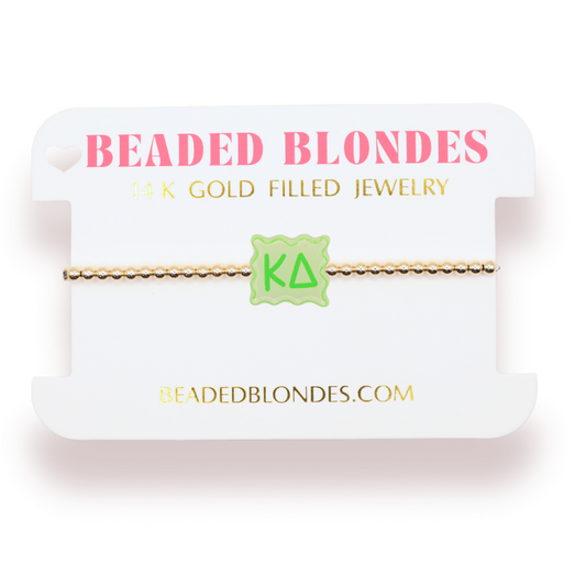 Kappa Delta Block Bracelet on Gold: Standard 6.75 Inch