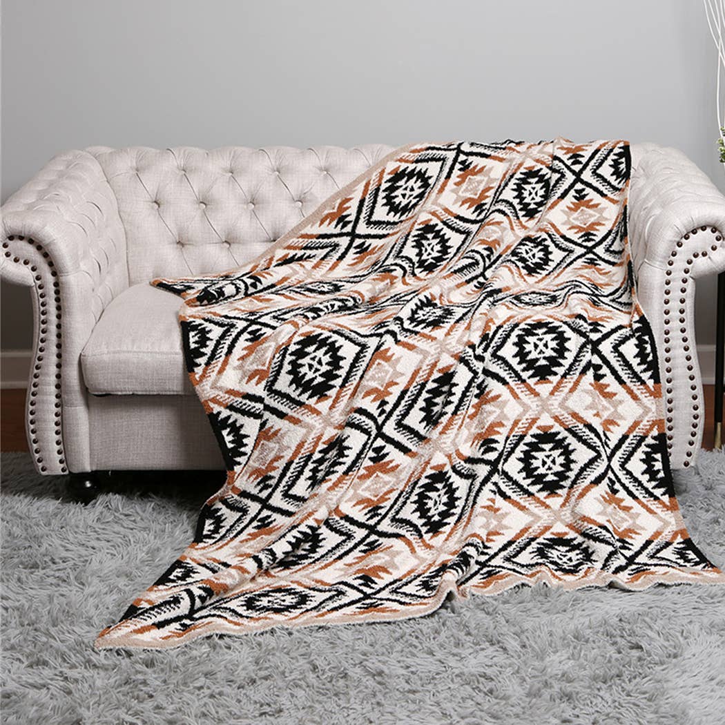 Tribal Pattern Cozy Soft Throw Blanket : 02 / ONE SIZE