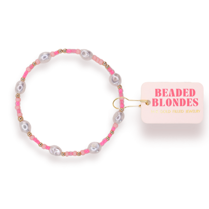 Flamingo Sprinkle Pearl Bracelet: Standard 6.75 inch