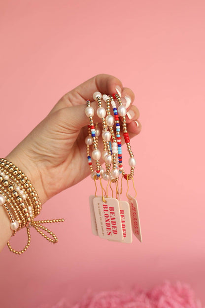 Red White & Blues Sprinkle Bracelet: Standard 6.75 inch