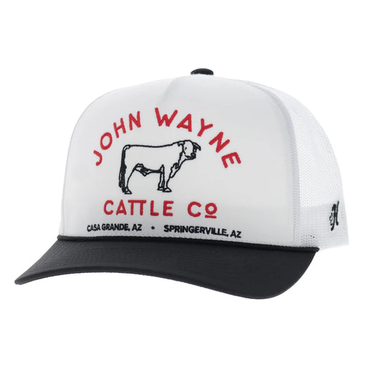 Hooey John Wayne Trucker Snapback Hat - White/Black