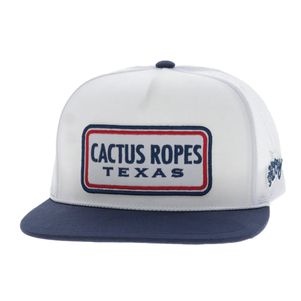 Hooey CR129 Cactus Ropes Trucker Snapback Hat - White/Navy