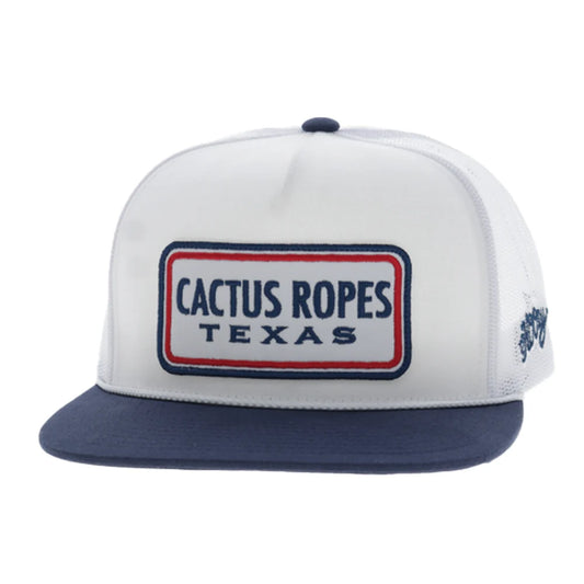 Hooey CR129 Cactus Ropes Trucker Snapback Hat - White/Navy
