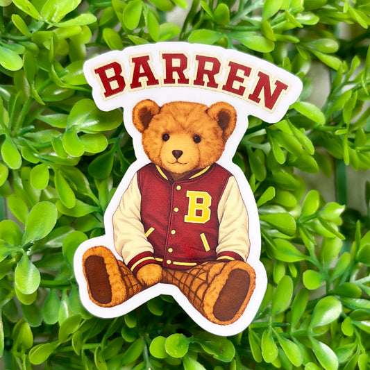 Barren Vintage Letterman Teddy Bear Sticker