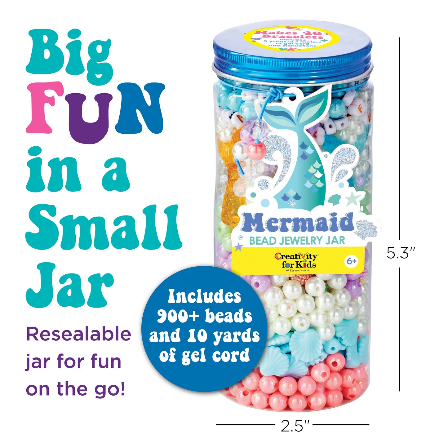 Bead Jewelry Jar Mermaid - DIY Bracelet Craft Kit for Kids