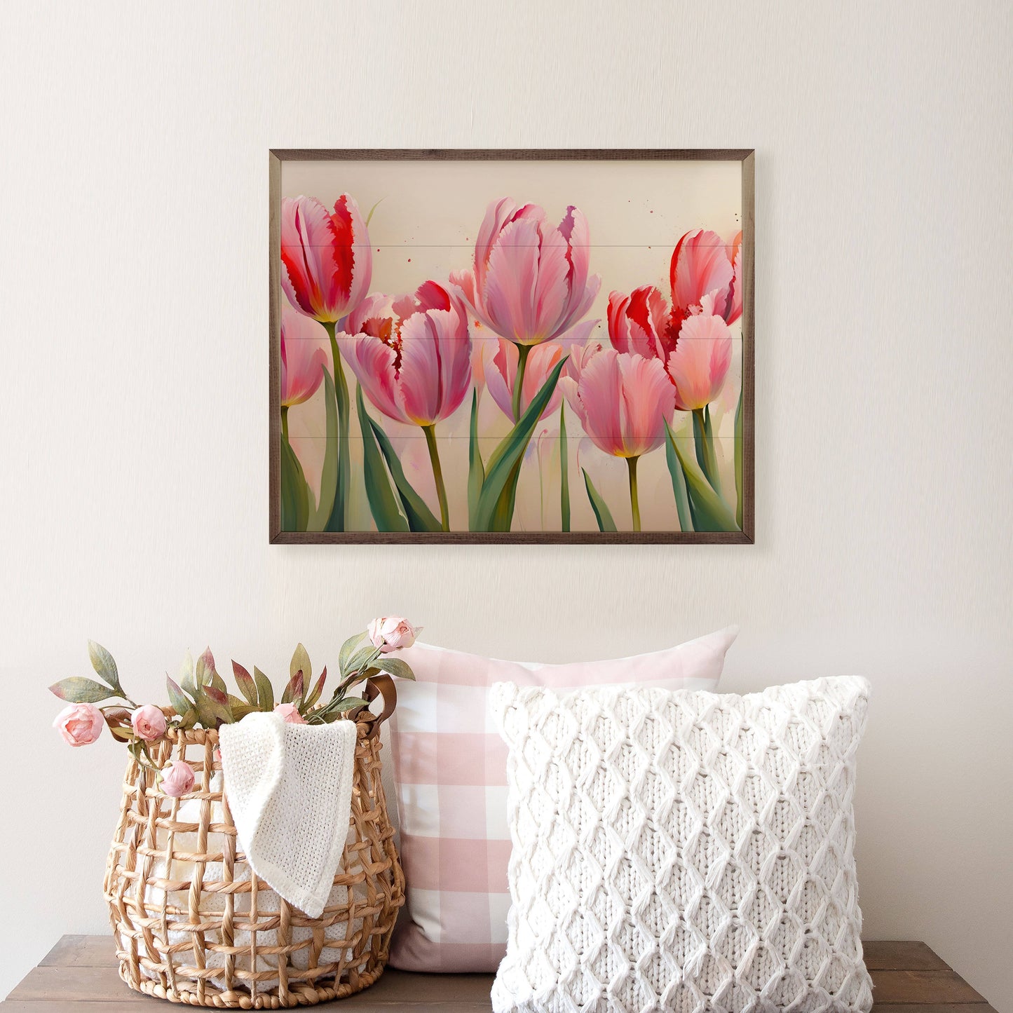 Pink Tulips White: 10x8