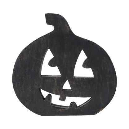 Jack O' Lantern Black Wood Decor 8x8.25x1