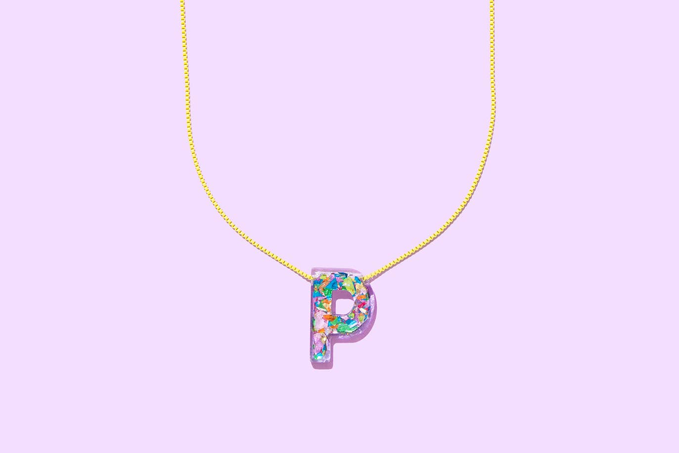 Chain Necklace - Letters - Colorful Confetti - C