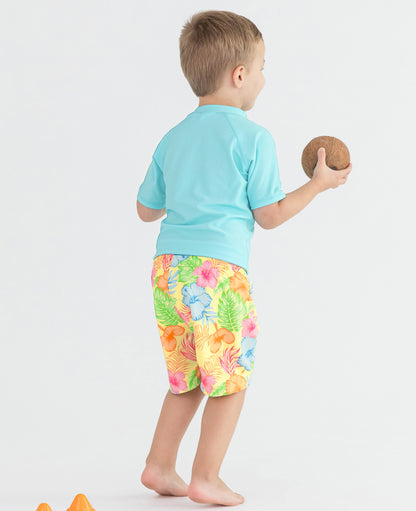 Tropical Breeze Short Sleeve Rash Guard: 3-6m / Blue