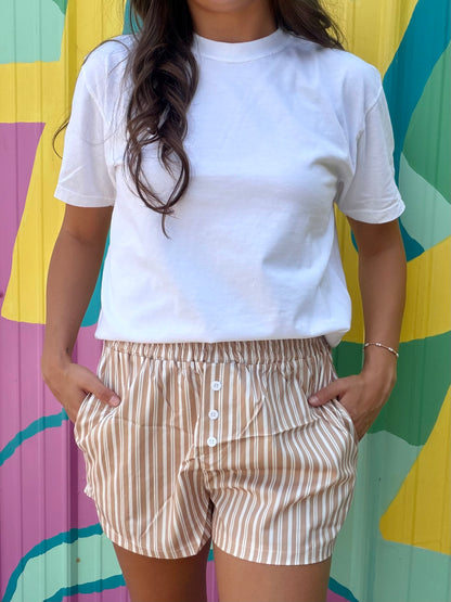 Comfy Striped Boxer Shorts: Tan