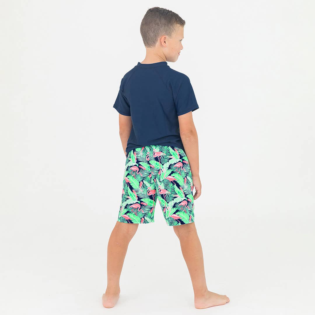 Flamingo Frenzy Swim Trunks: 7 / Multi-Color