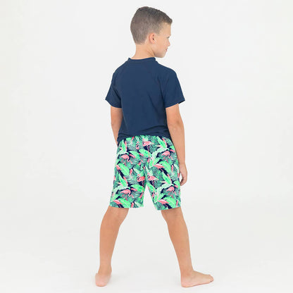 Flamingo Frenzy Swim Trunks: 10 / Multi-Color