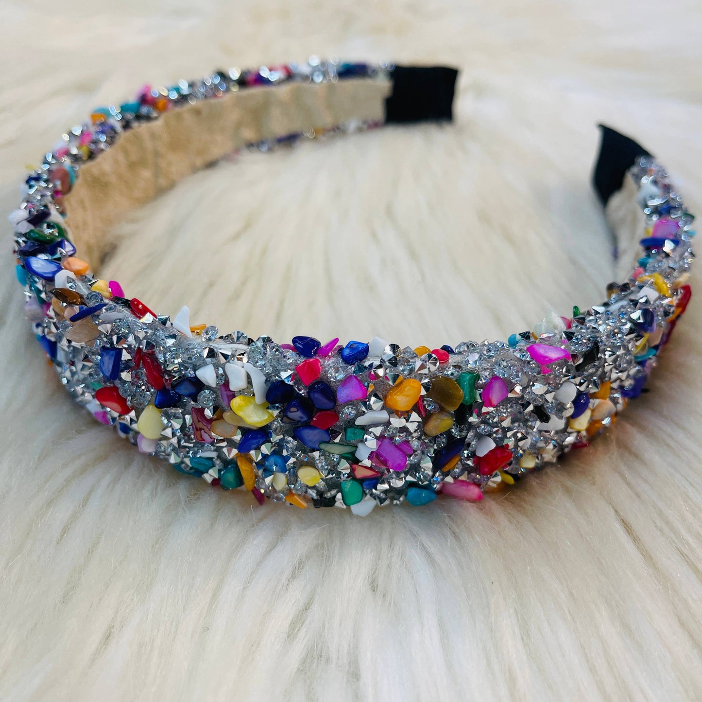 Confetti Headbands: Silver multi