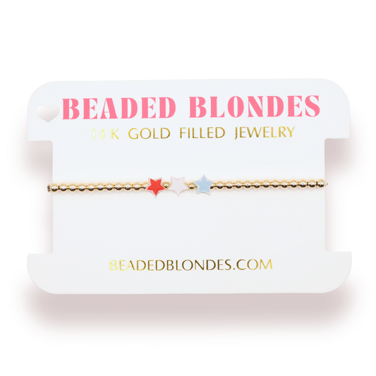 Red, White and Blue Star Bracelet: Standard 6.75 inch / Sprinkle