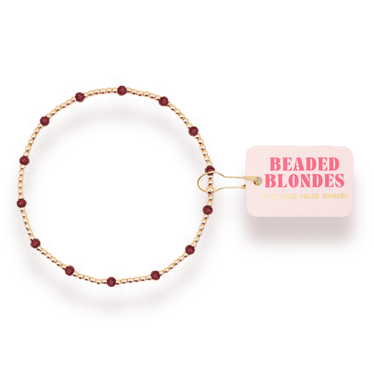Maroon Dainty Poppi Bracelet: Gold / Standard 6.75 inch