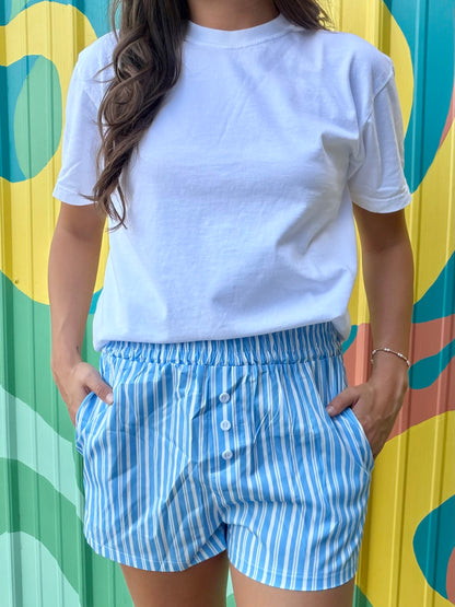 Comfy Striped Boxer Shorts: Sky Blue