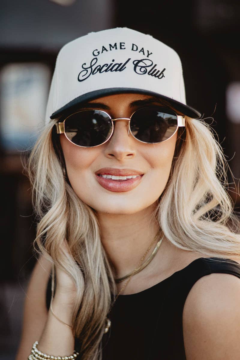 Game Day Social Club Two-Toned Vintage Hat: Black and Tan