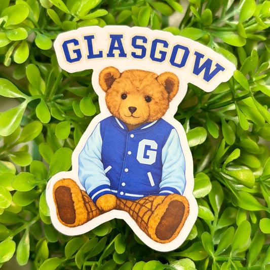 Glasgow Vintage Letterman Teddy Bear Sticker
