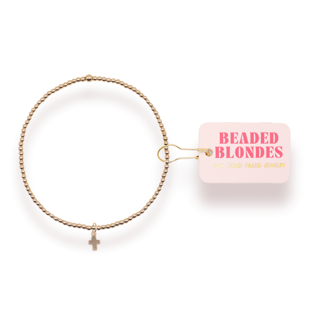 Mini Cross Charm Bracelet (Kids Size): White Sprinkle