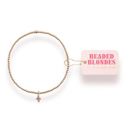 Mini Cross Charm Bracelet (Kids Size): White Sprinkle