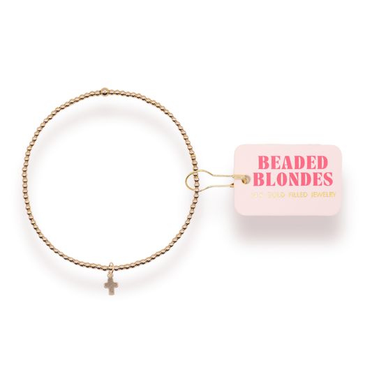 Mini Cross Charm Bracelet (Kids Size): White Sprinkle
