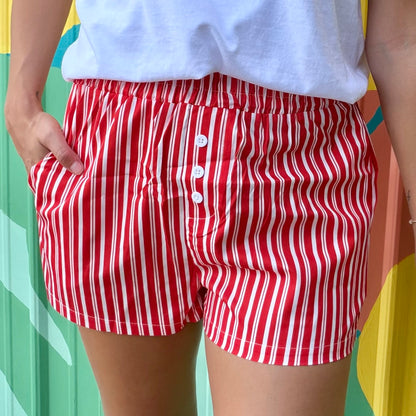 Comfy Striped Boxer Shorts: Red