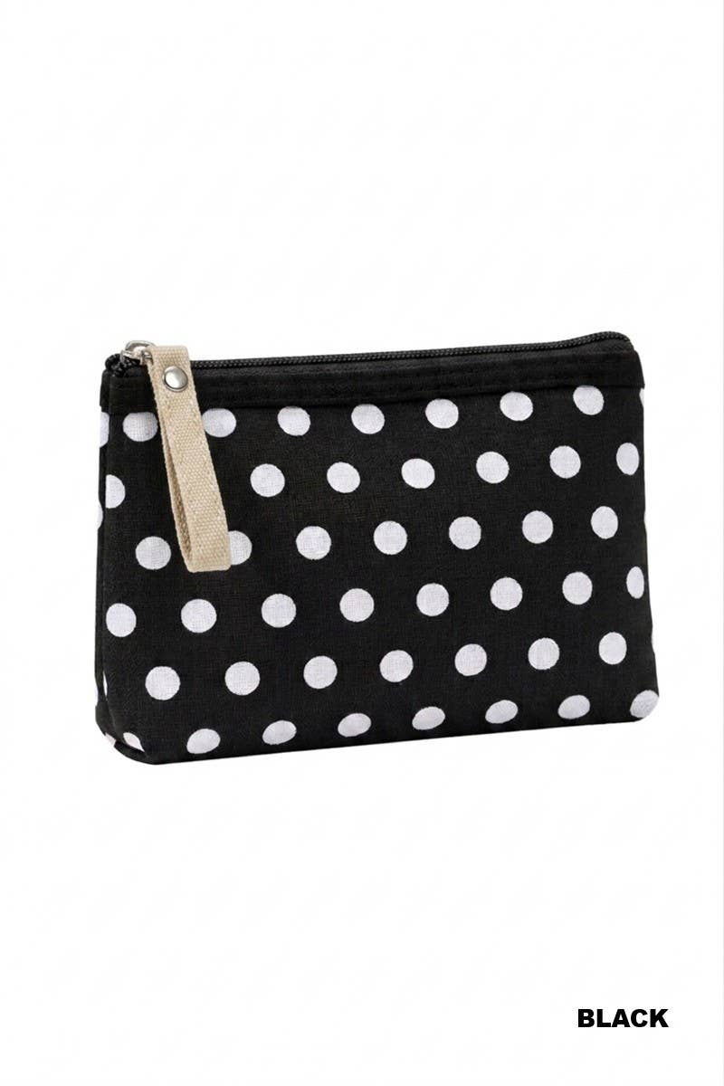 Polka Dot Cosmetic Clutch: Black